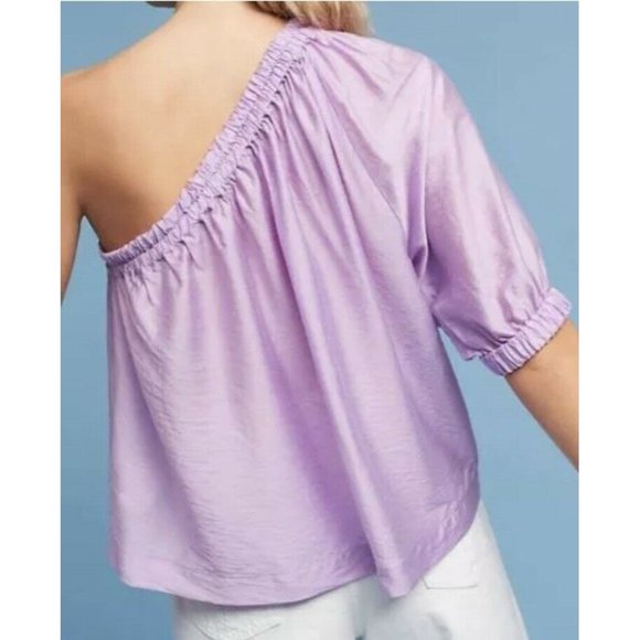 MAEVE ANTHROPOLOGIE Leonie One Shoulder Top Blouse L Large New Purple NWT - Picture 4 of 5